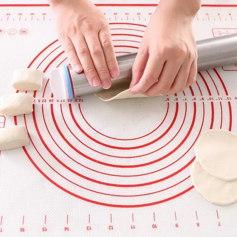 Adjustable Stainless Steel Rolling Pin Non-Stick Pastry Mat