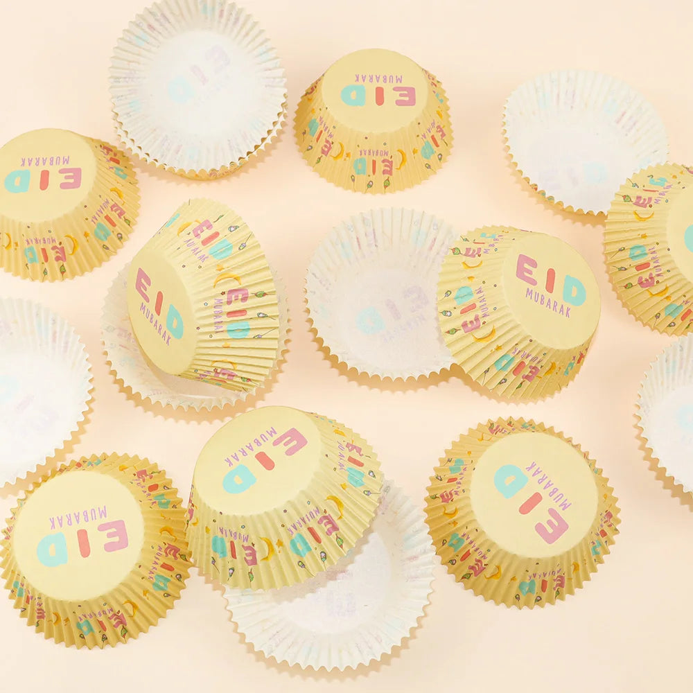 50pcs/Set Eid Mubarak Cupcake Paper Cups Ramadan Mubarak