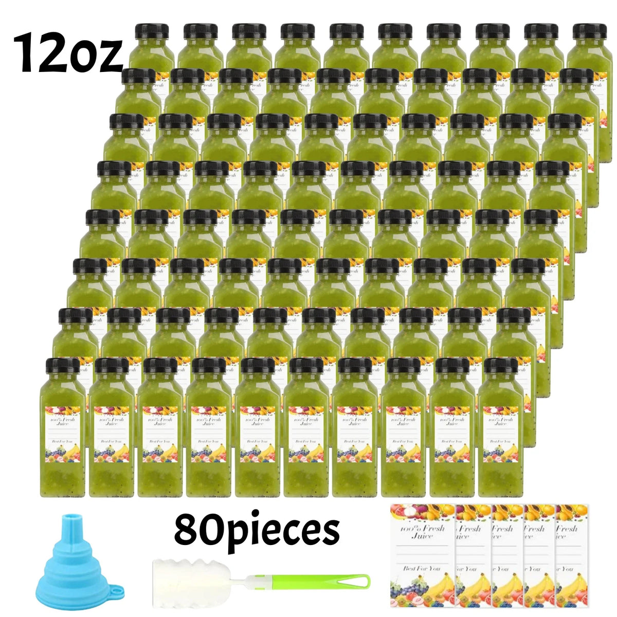 20-80pcs Plastic Juice Bottles 8/12oz Reusable Juice Bottles