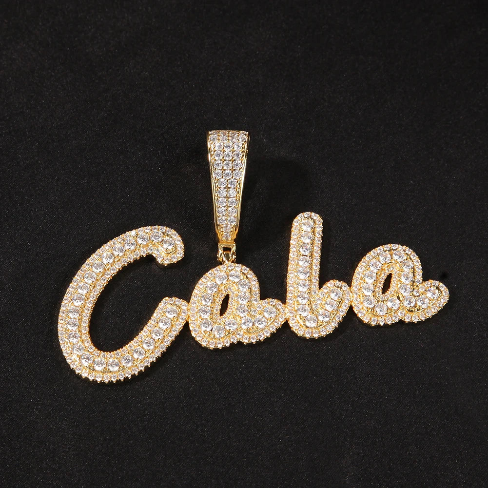 Uwin Custom Name Pendant Brush Cursive Letter Necklace