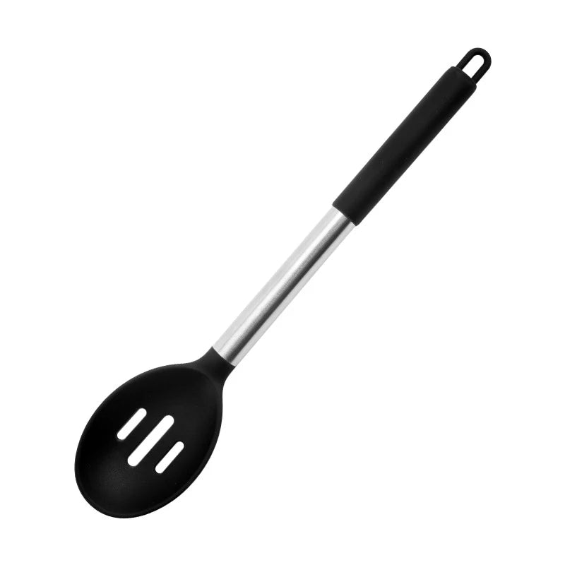 Silicone Cooking Spoons Kit Stainless Steel Handle Salad