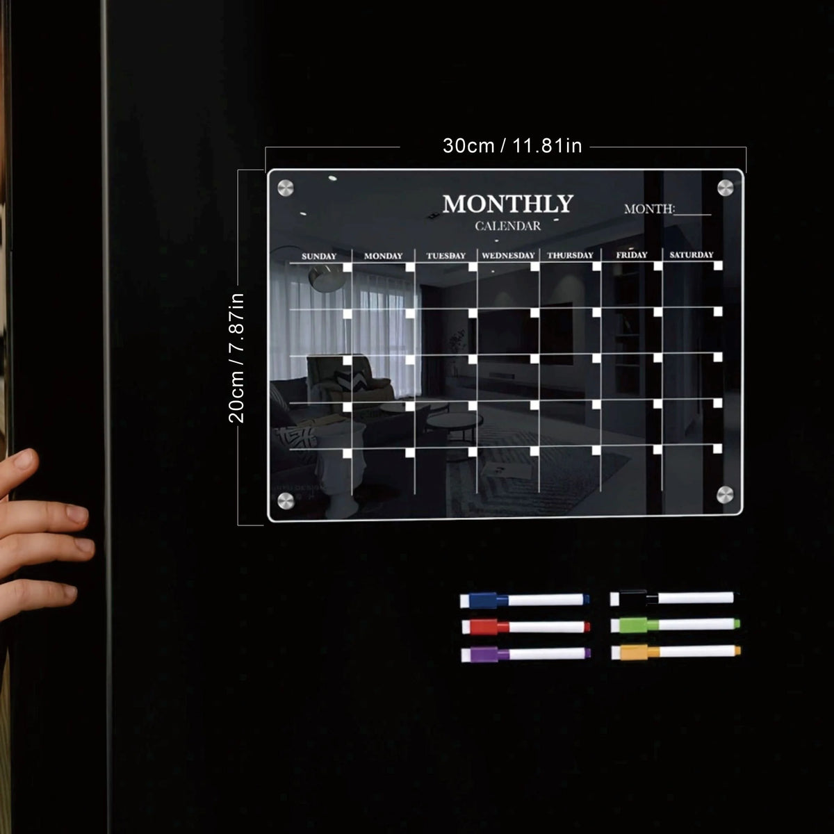 Magnetic Acrylic Dry-Erase Calendar-Clear Planner Fridge Ideal