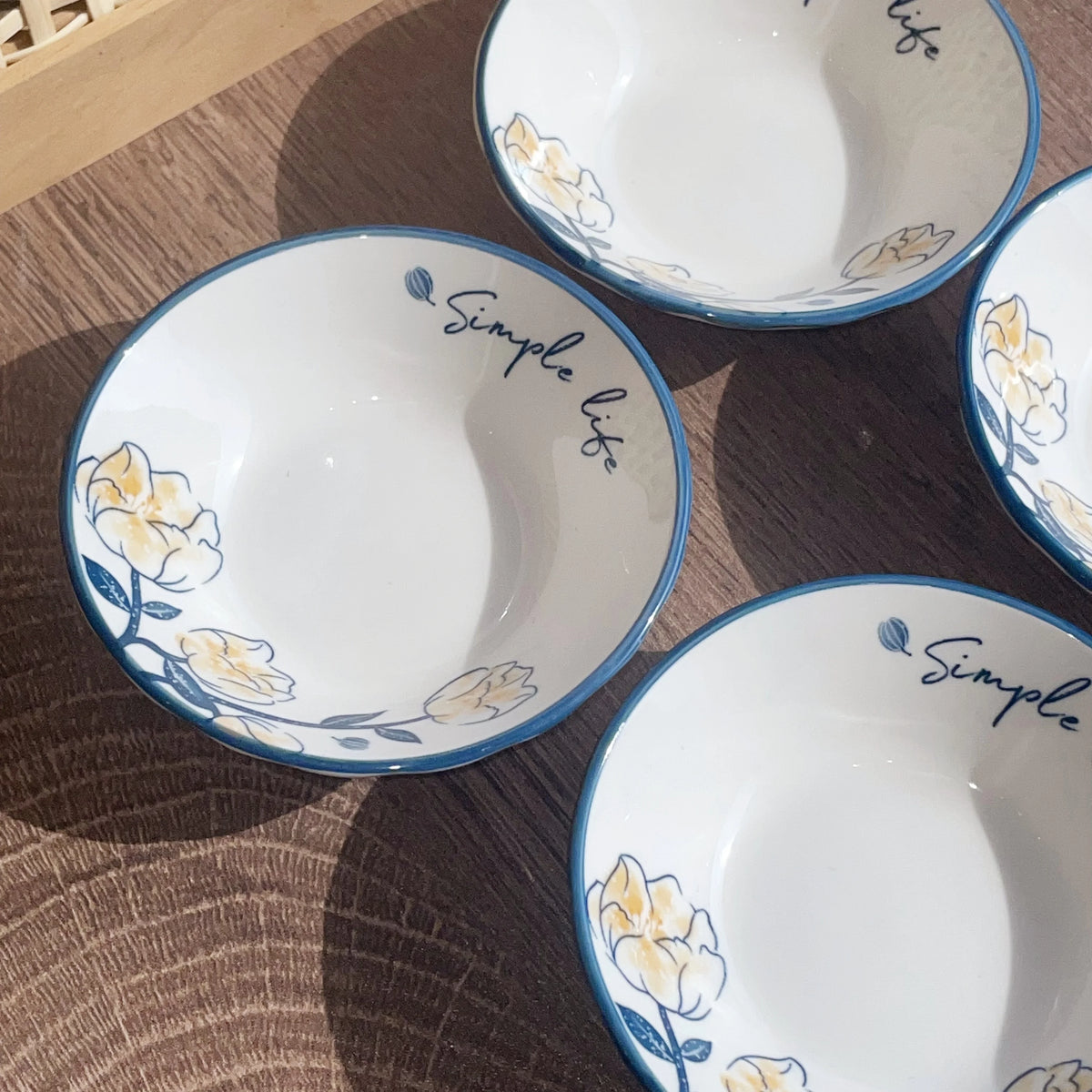 4-Piece 8-Inch Japanese Hand-Painted Ceramic Dipping Dishes Soy