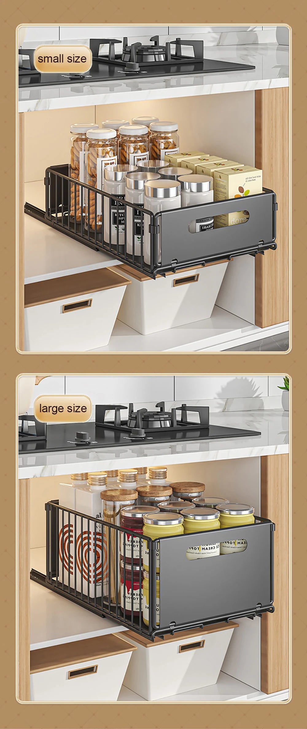 Storage Rack Pull Out Cabinet Organizer Slide Drawer