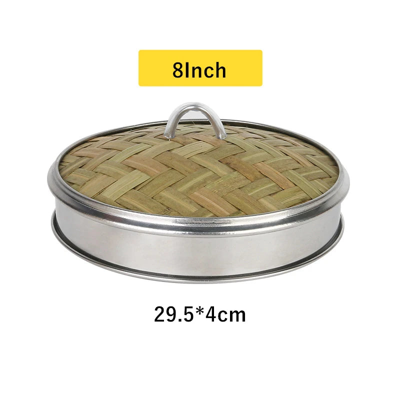 Reusable Round Bamboo Steamer Cover Dumplings Steaming Grid