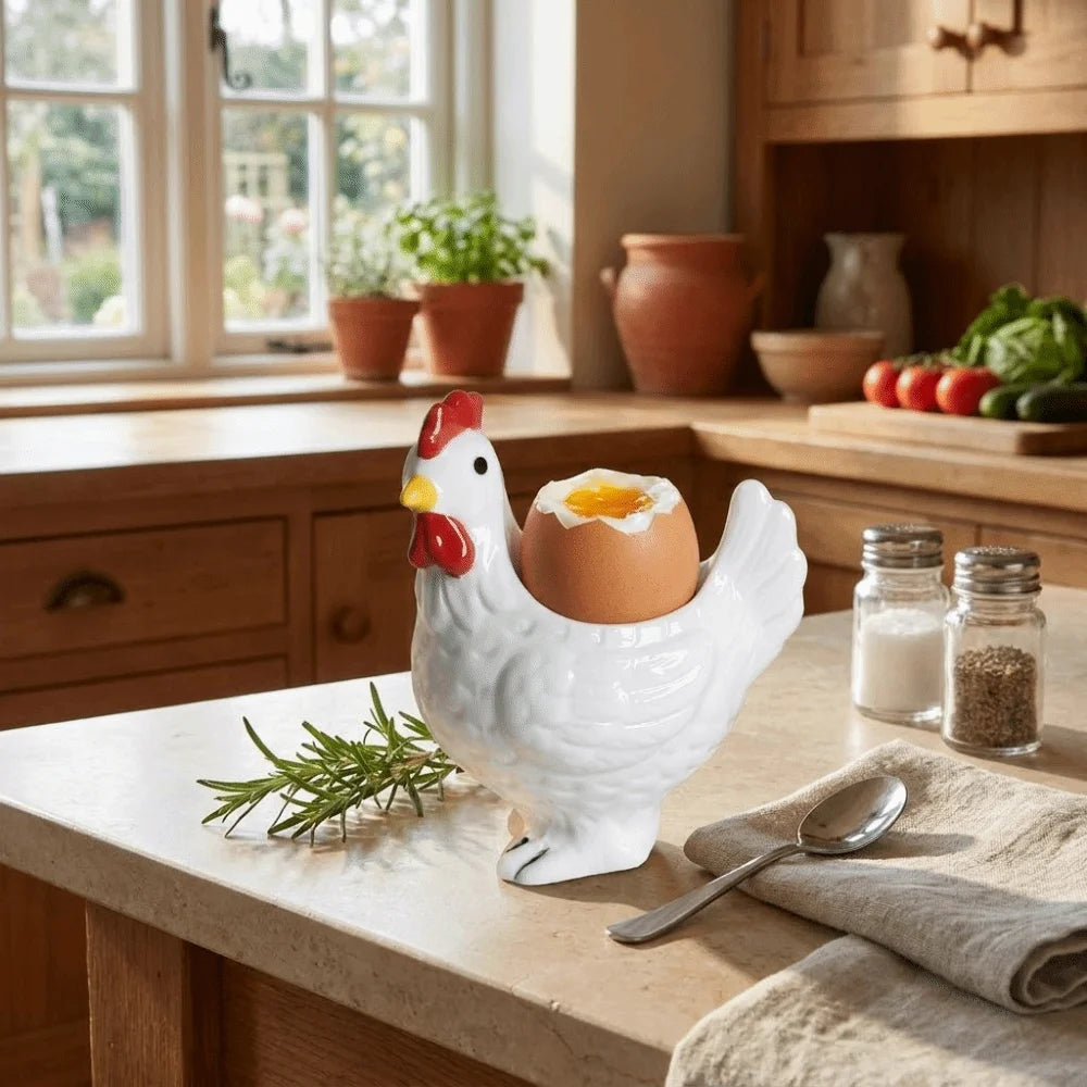 Unique Chicken Shape Ceramic Egg Cup Cartoon Decorative