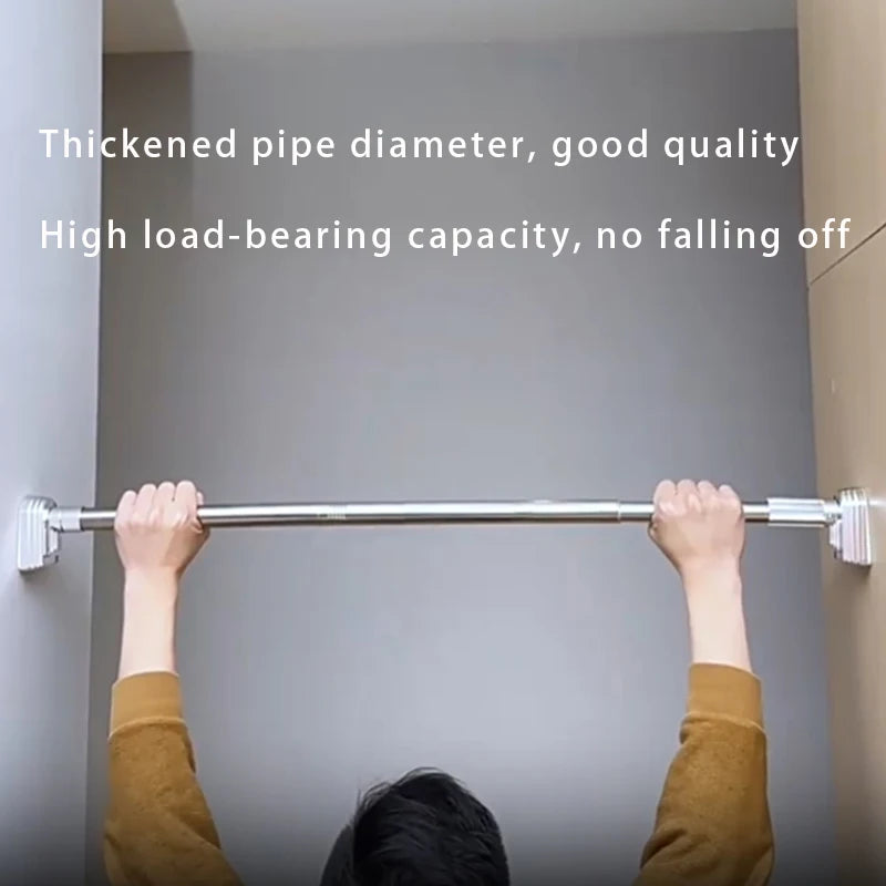 Silvery Adjustable Stainless Steel Shower Curtain Rod Clothes