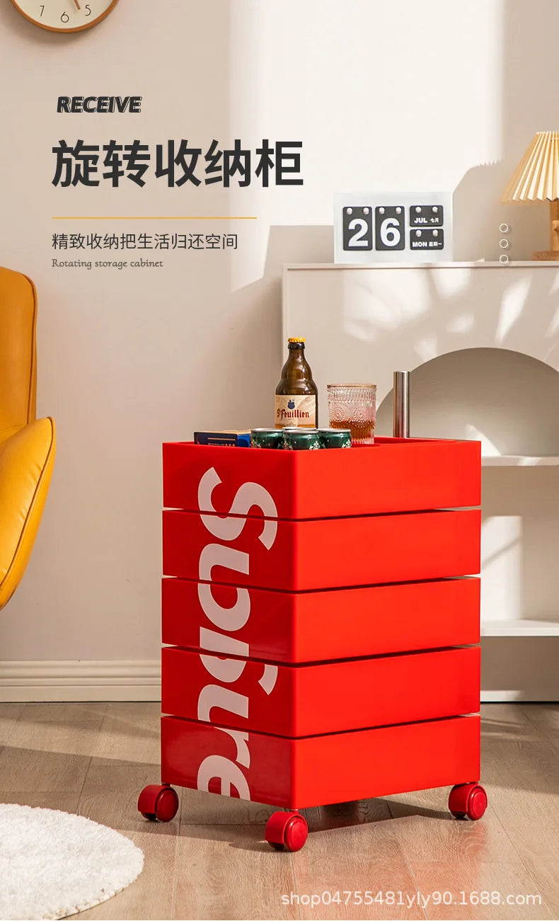 360 Rotating Removable Bedside Table File Cabinet Storage