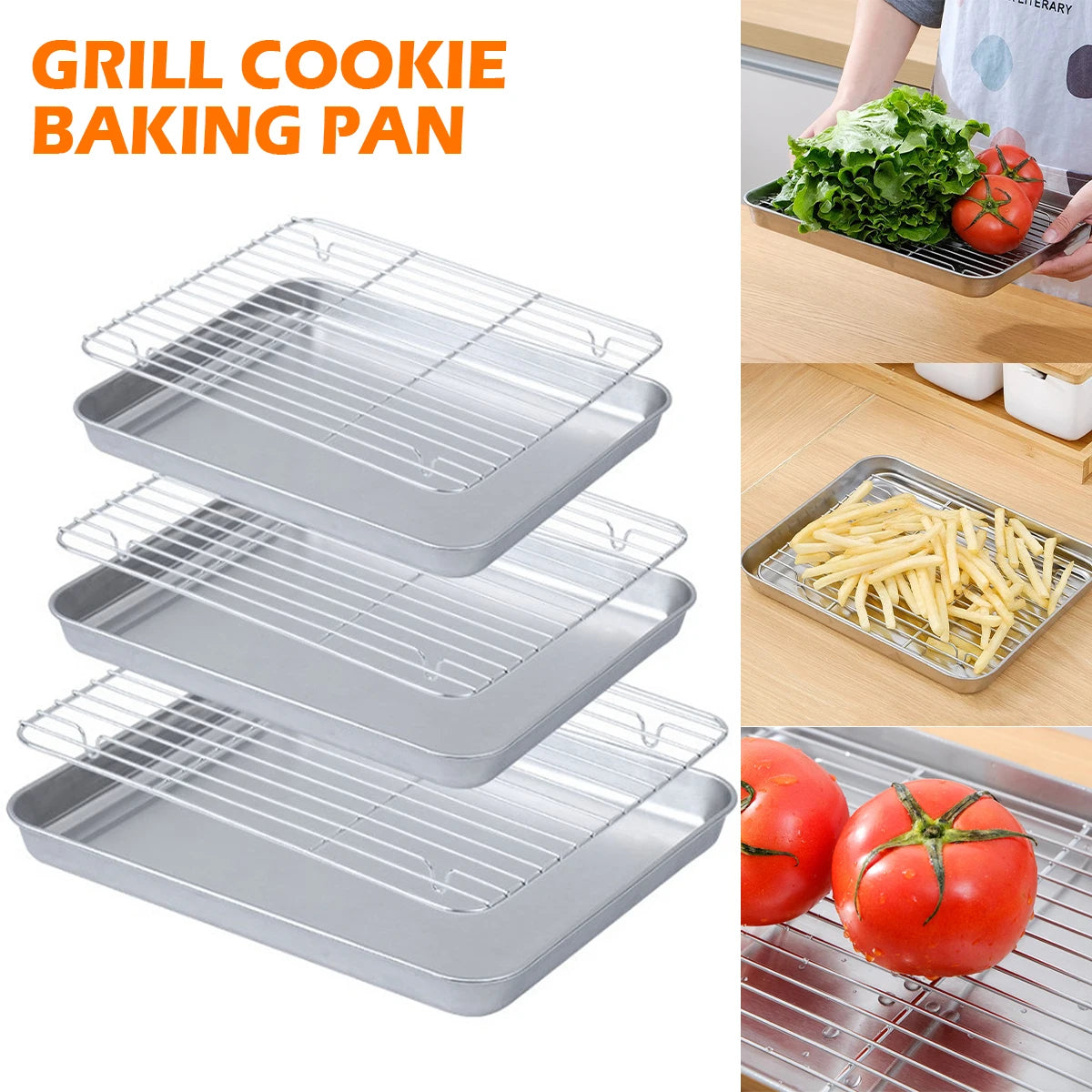 Stainless Steel Baking Tray Wire Rack Non-Stick Grill