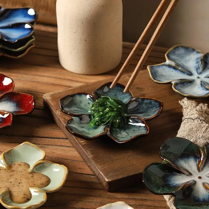 1pcsvintage Ceramic Craft Dish Flower Shaped Small Dish