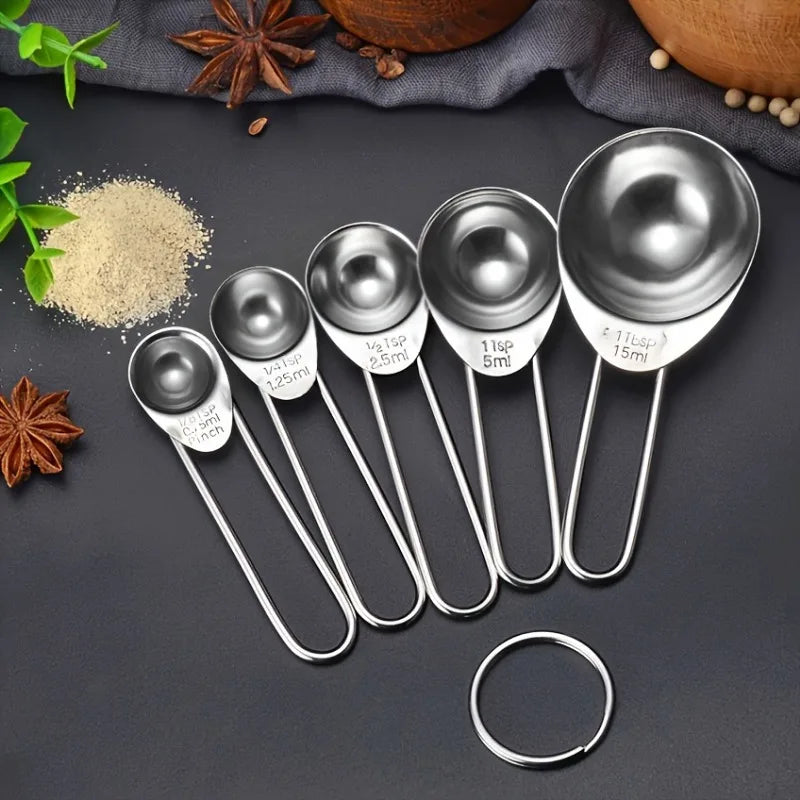 5pcs/Set Stainless Steel Measuring Cups Spoons Baking Scale
