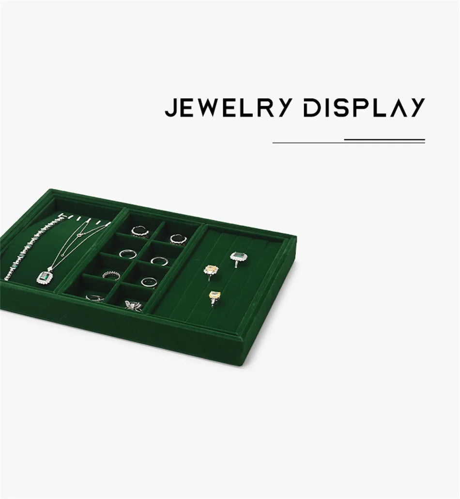 Woodten Green Premium Jewelry Display Tray Velvet Ring