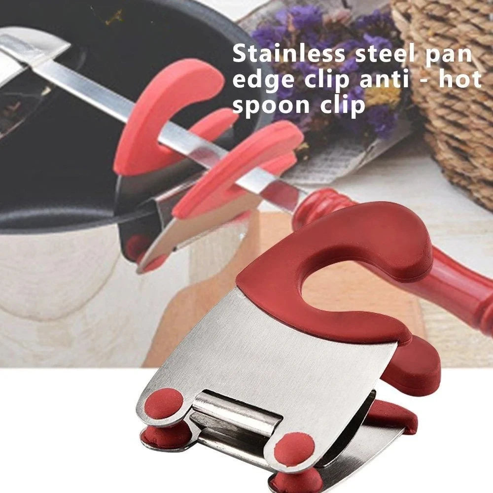 Anti-Scald Silicone Grip Pot Clip Holder Spoon Stainless