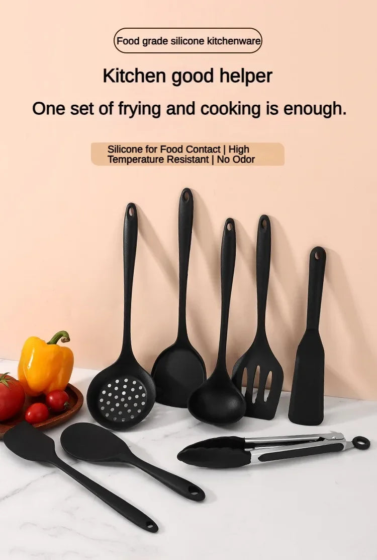 1/10pcs Food-Grade Silicone Heat-Resistant Slotted Spoon