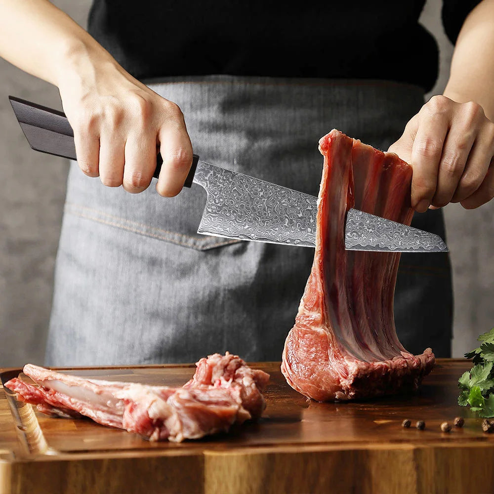 Turwho Honesuki Knife Damascus Steel Professional Chef Knives