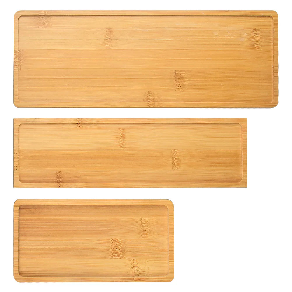Rectangle Natural Bamboo Tray Plant Succulent Pot Saucer