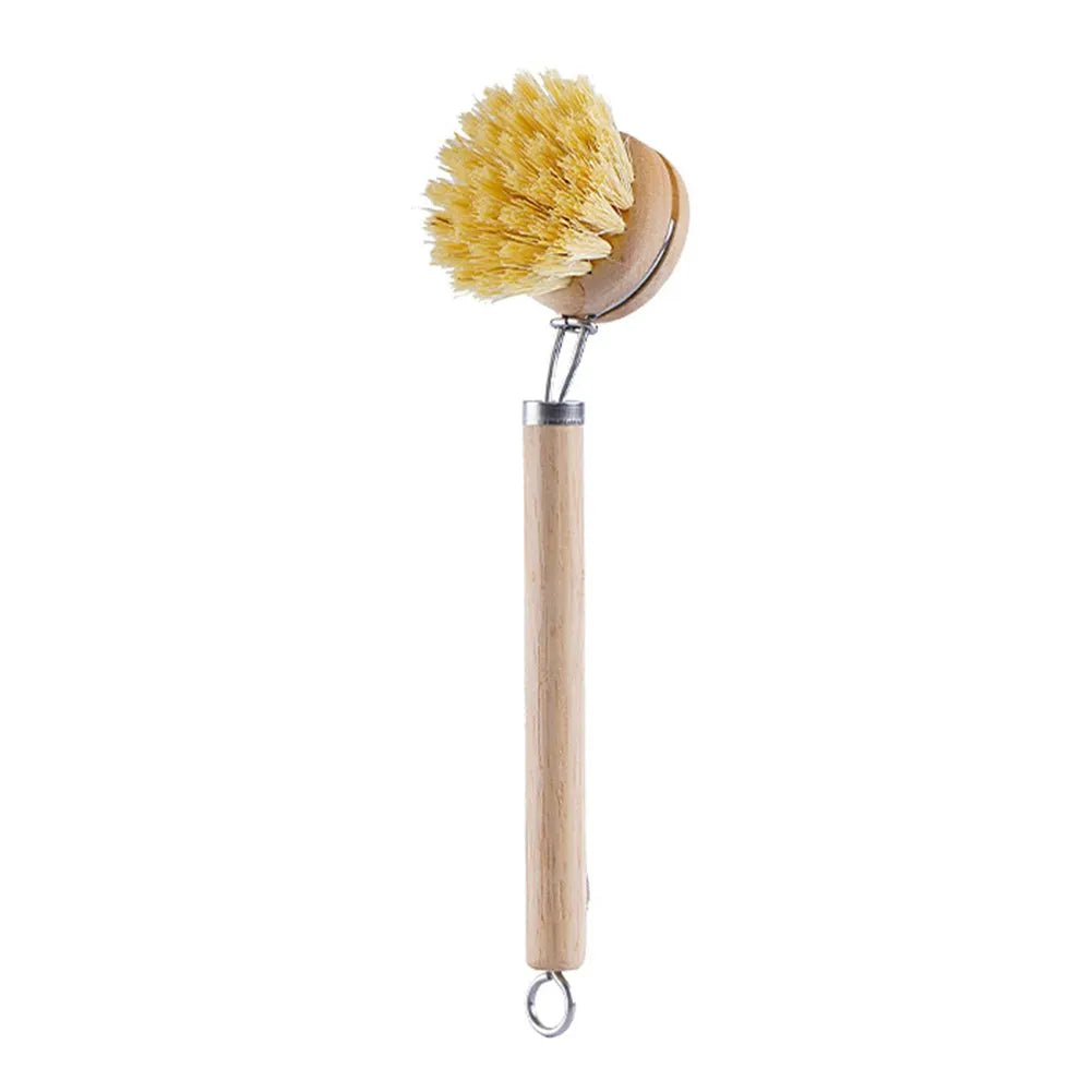 Bamboo Dish Scrub Brush Wooden Cleaning Scrubbers Cleaning