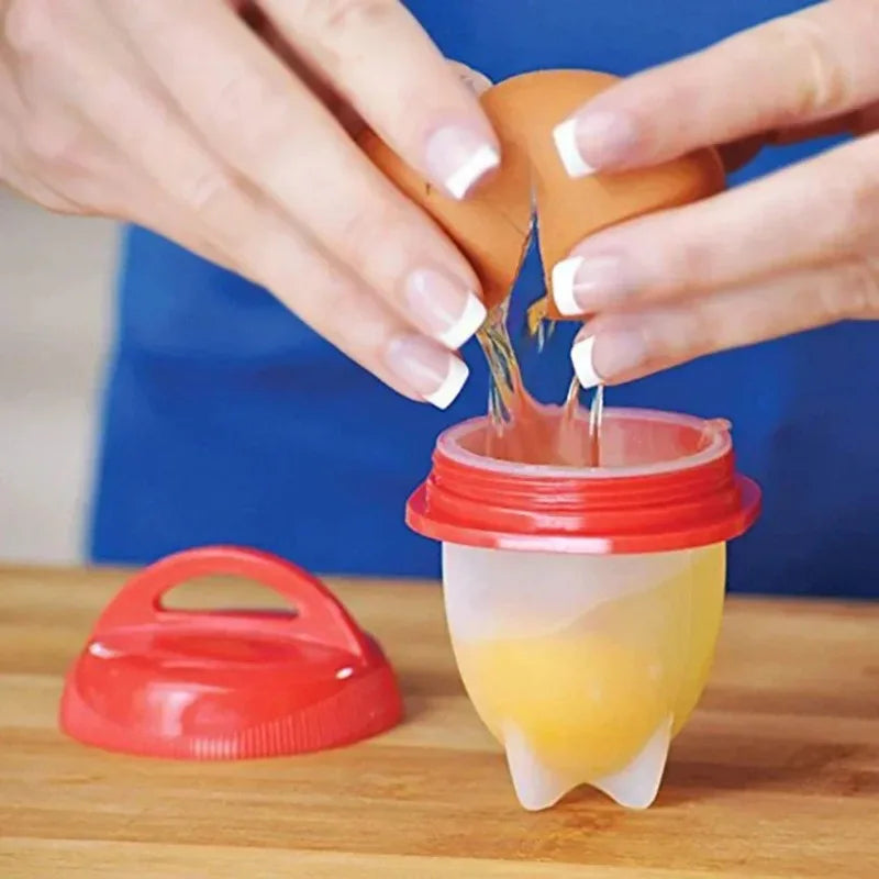 6pc Egg Poachers Cooker Silicone Non-Stick Egg Boiler