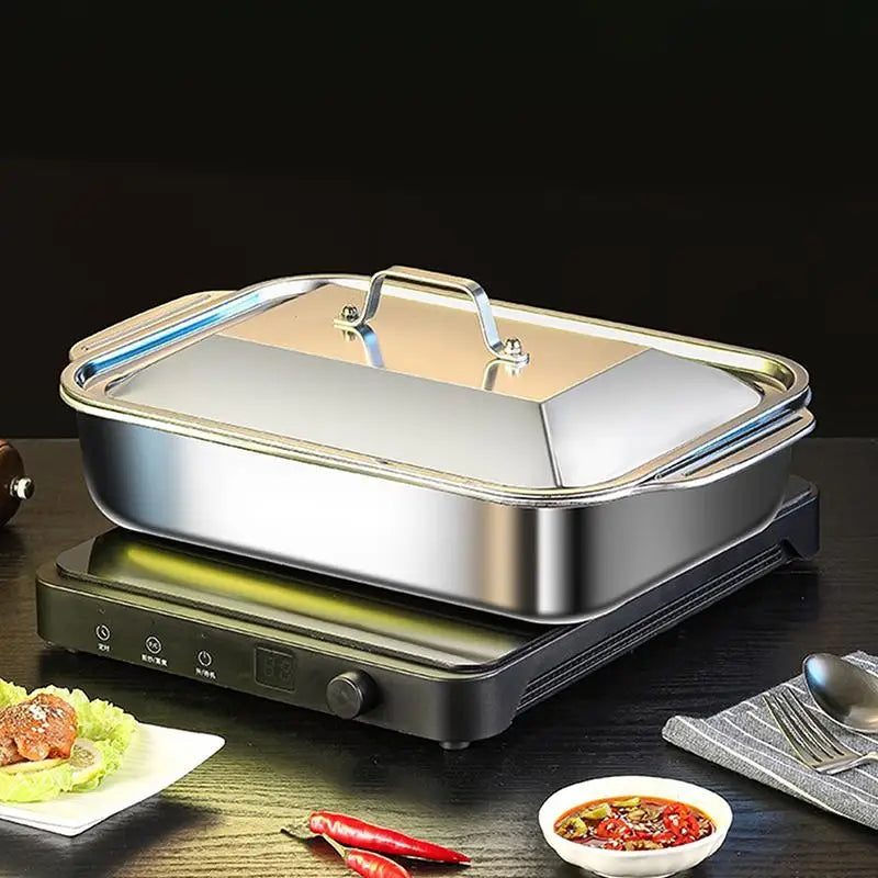 Stainless Steel Baking Pan Lids Deep Dish Fish/Pasta/Grilling