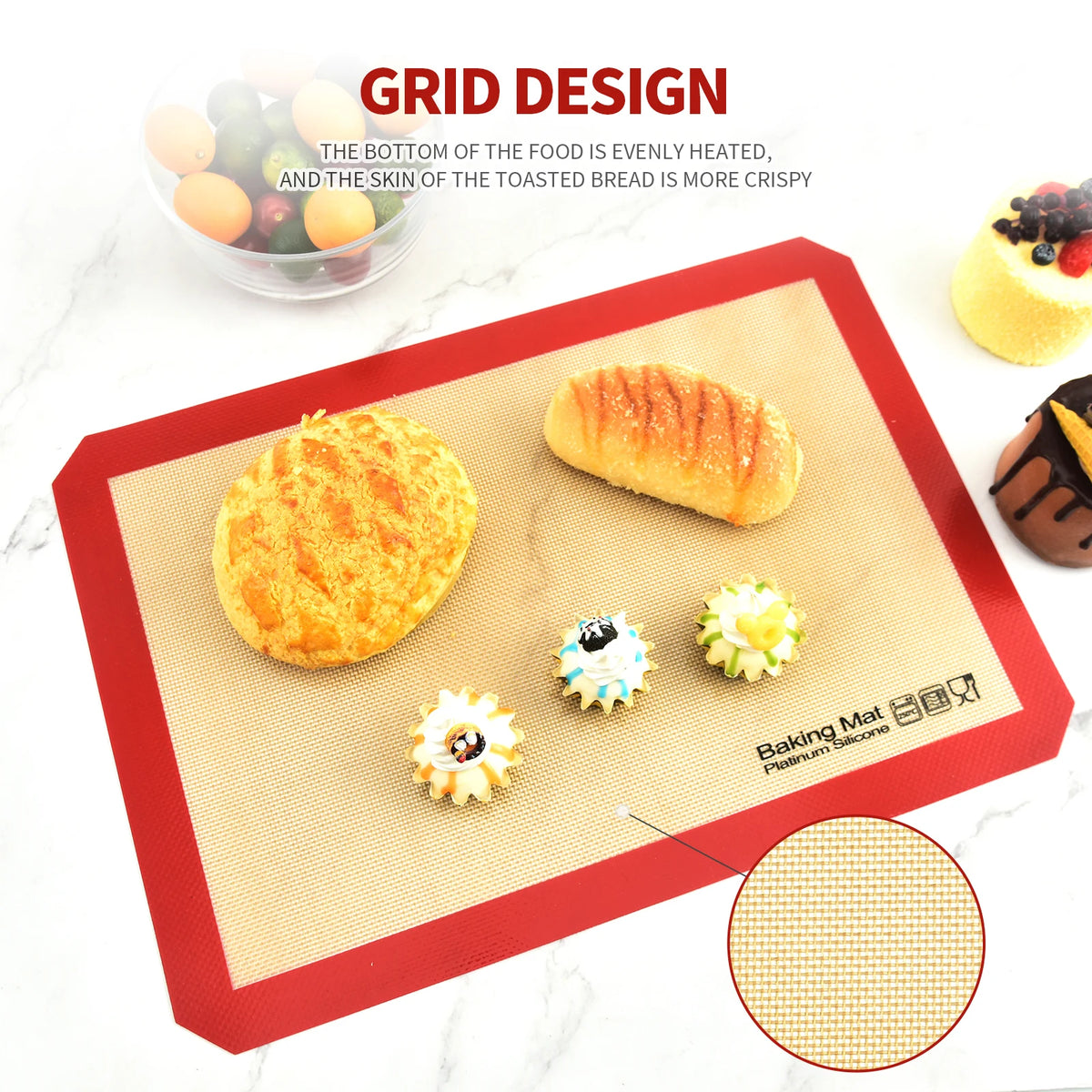 1pcs Silicone Baking Mat Rolling Kneading Oven Mat