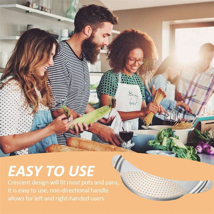 Lmetjma Stainless Steel Pot Strainer Handle Pasta Strainer