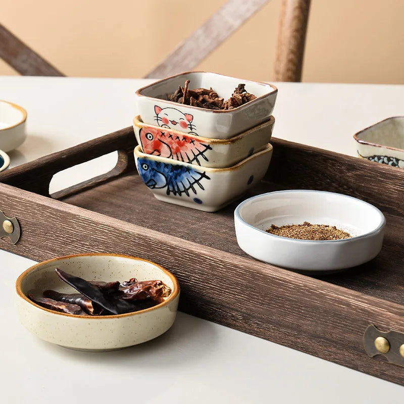 1pc Flavorful Japanese Ceramic Small Dish Square Dip