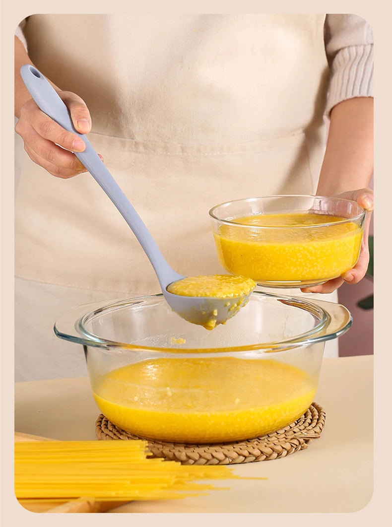 1pc Long Handle Silicone Soup Spoon Ramen Noodles
