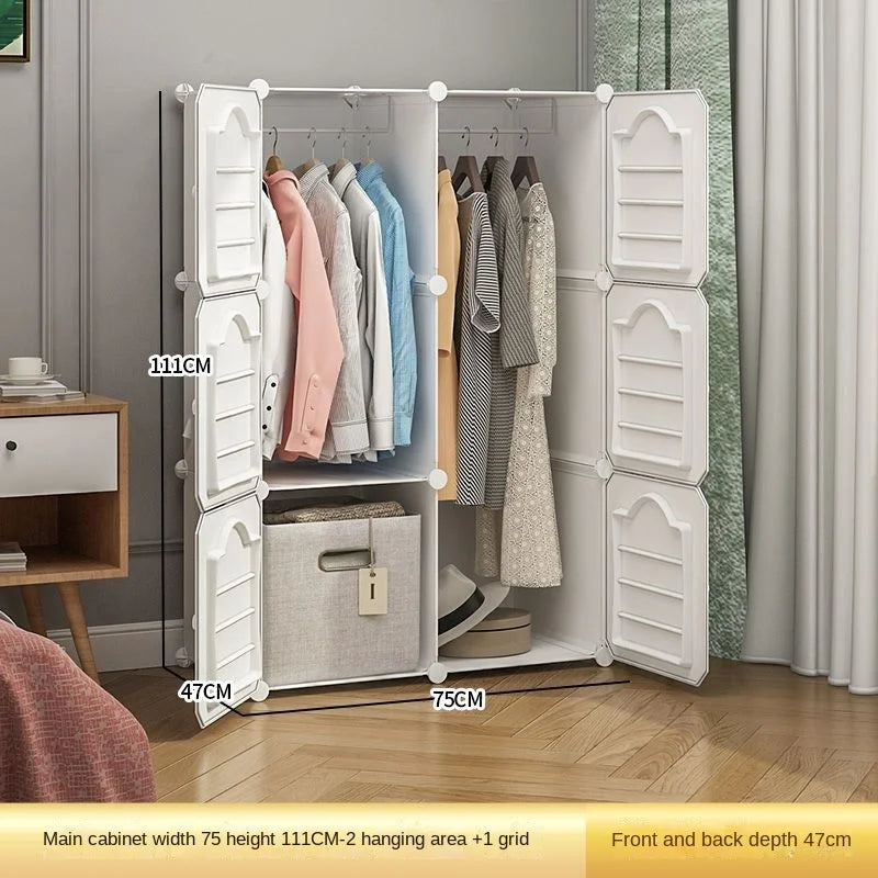 Bedroom Dustproof Clothes Cabinets Plastic Collapsible Durable