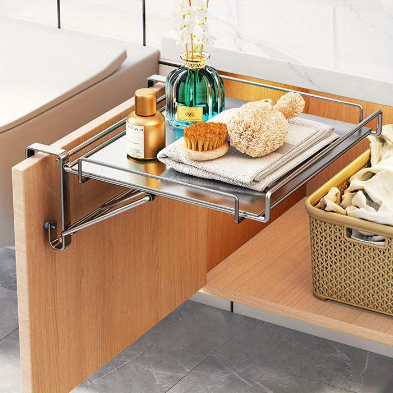 Stainless Steel Foldable Countertop Shelf Space Saving Cabinet