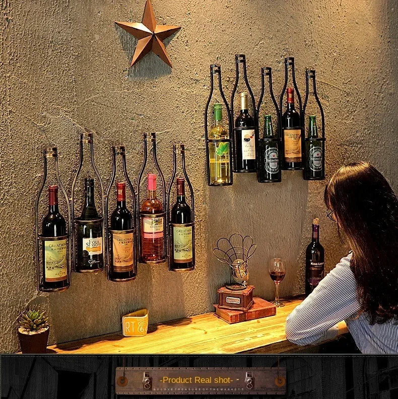 American Industrial Style Iron Hanging Wine Rack Material