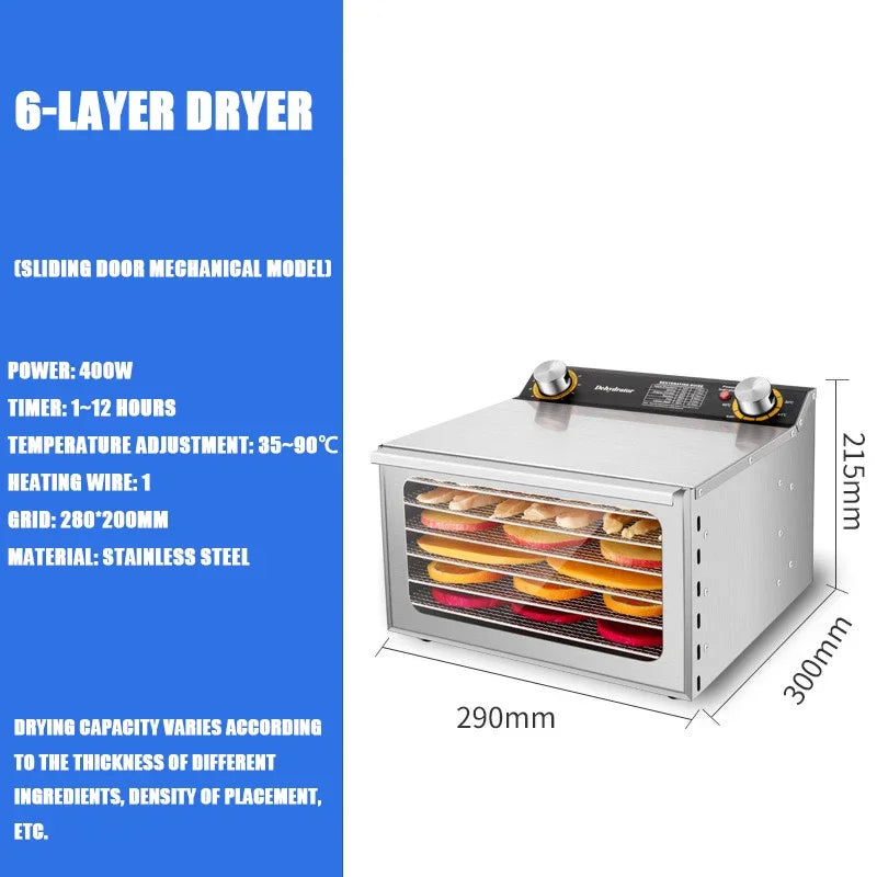 6/8/12/18 Layers Food Dehydrator Fruit Timing Temperature Air