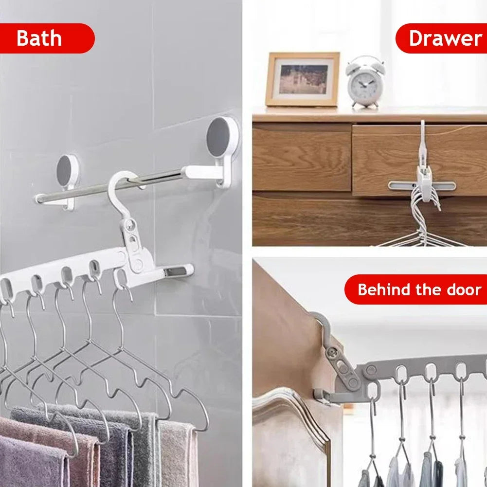 5-Hole Clothes Hanger Foldable Travel Drying Rack Hotel