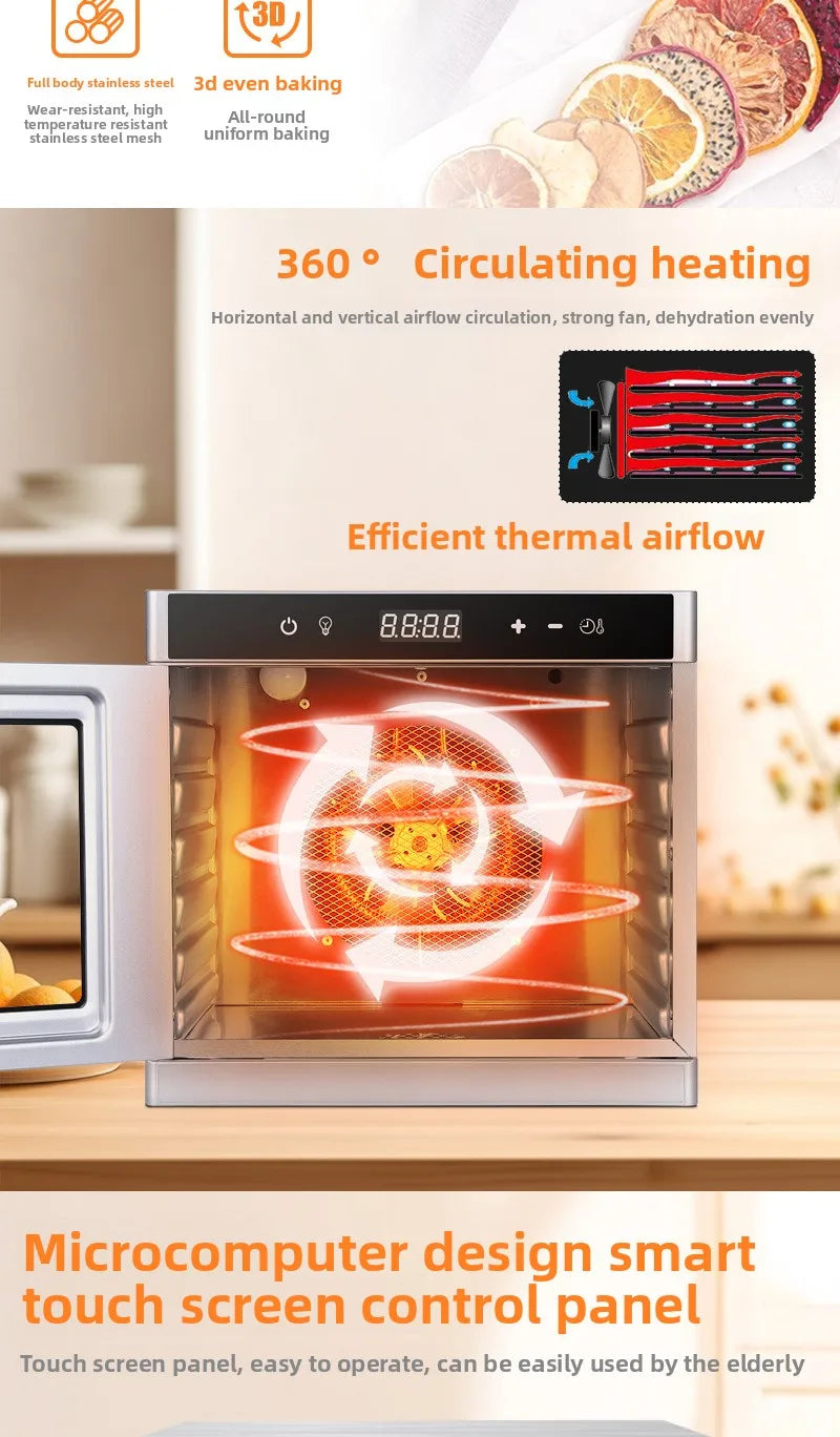 6-Layer Stainless Steel Food Dehydrator Machine Adjustable