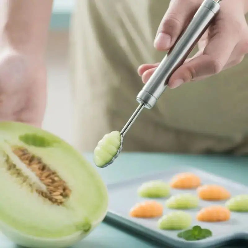1pcs Fruit Carving Spoon Stainless Steel Waviness Baller
