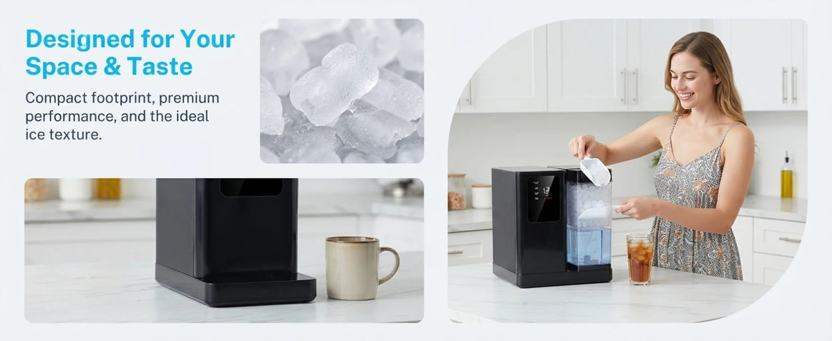 Silonn Countertop Nugget Ice Maker 40lbs/24h Fast 8m