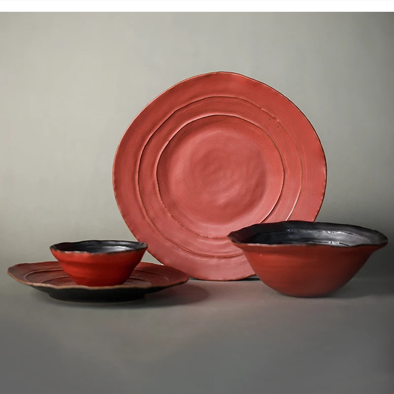 Handmade Stoneware Irregular Ceramic Plates Bowls Art Dish