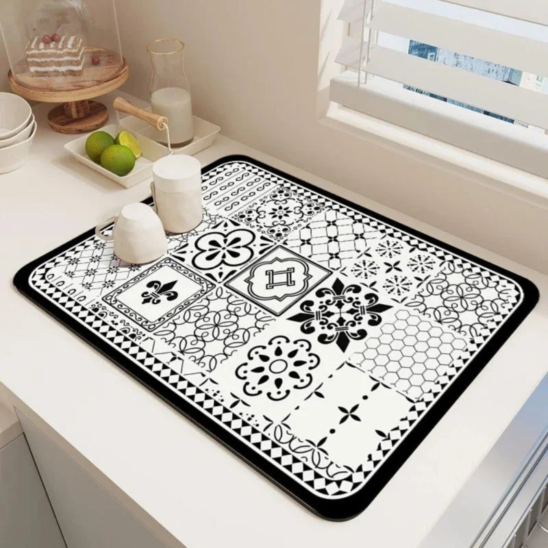 Vikama Vintage Bohemian Dish Drying Mat Non-Slip Absorbent
