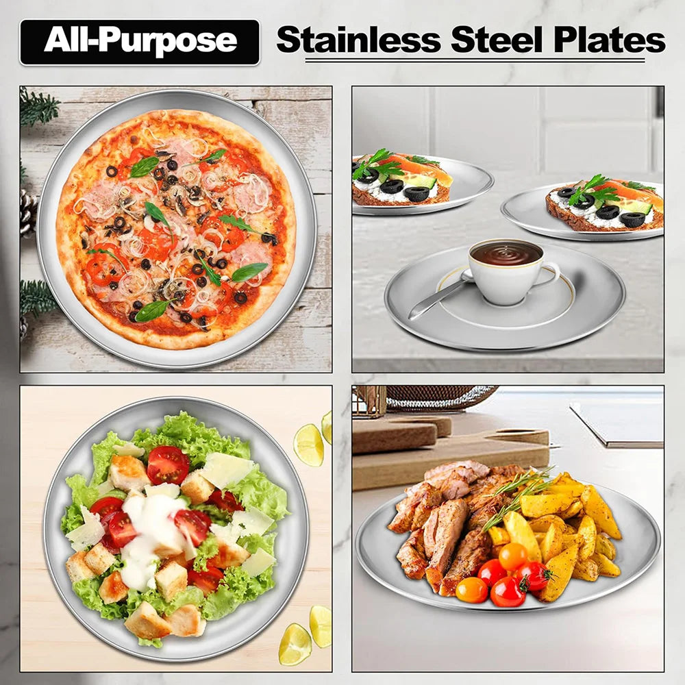 8pcs Stainless Steel Metal Round Dining Disc Bone