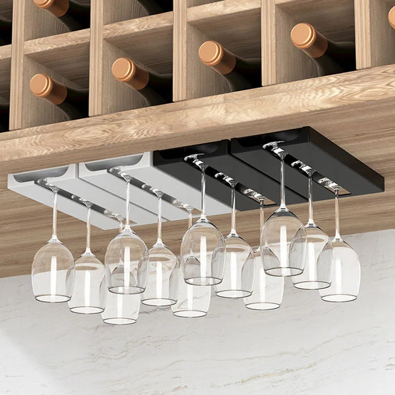 No Drill Creative Upside Down Wine Glass Rack