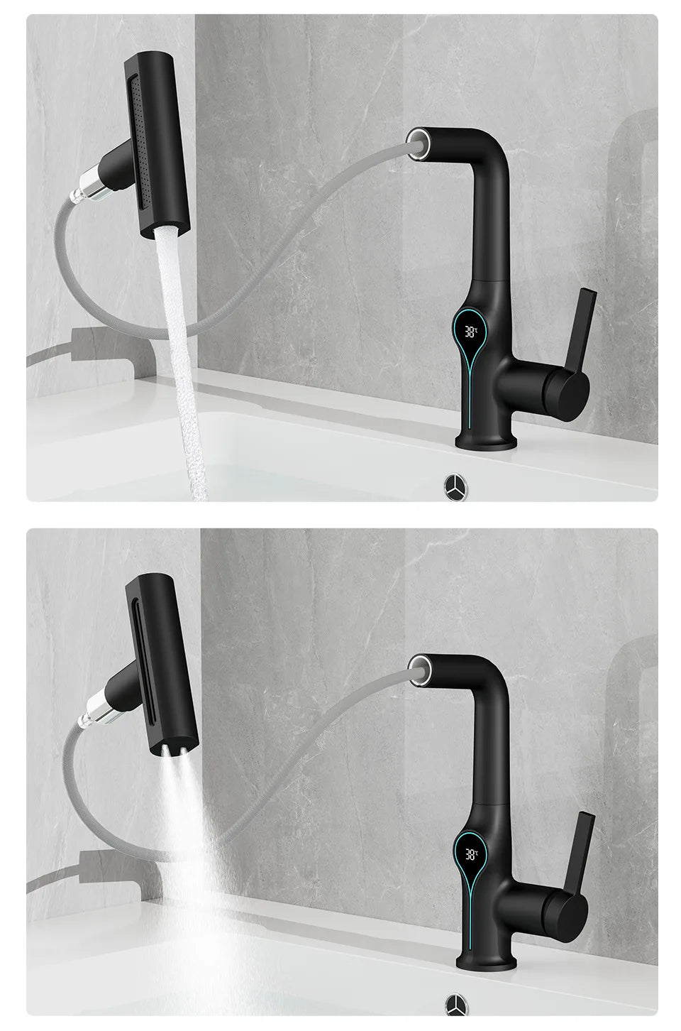 Multi Functional Waterfall Basin Faucet Mode Mixer Tap