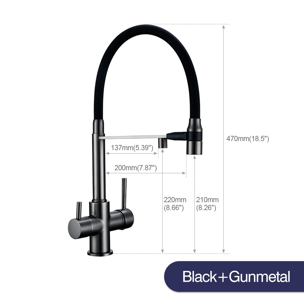 Brushed Gold Faucet Filter 360 Swivel Pure Water