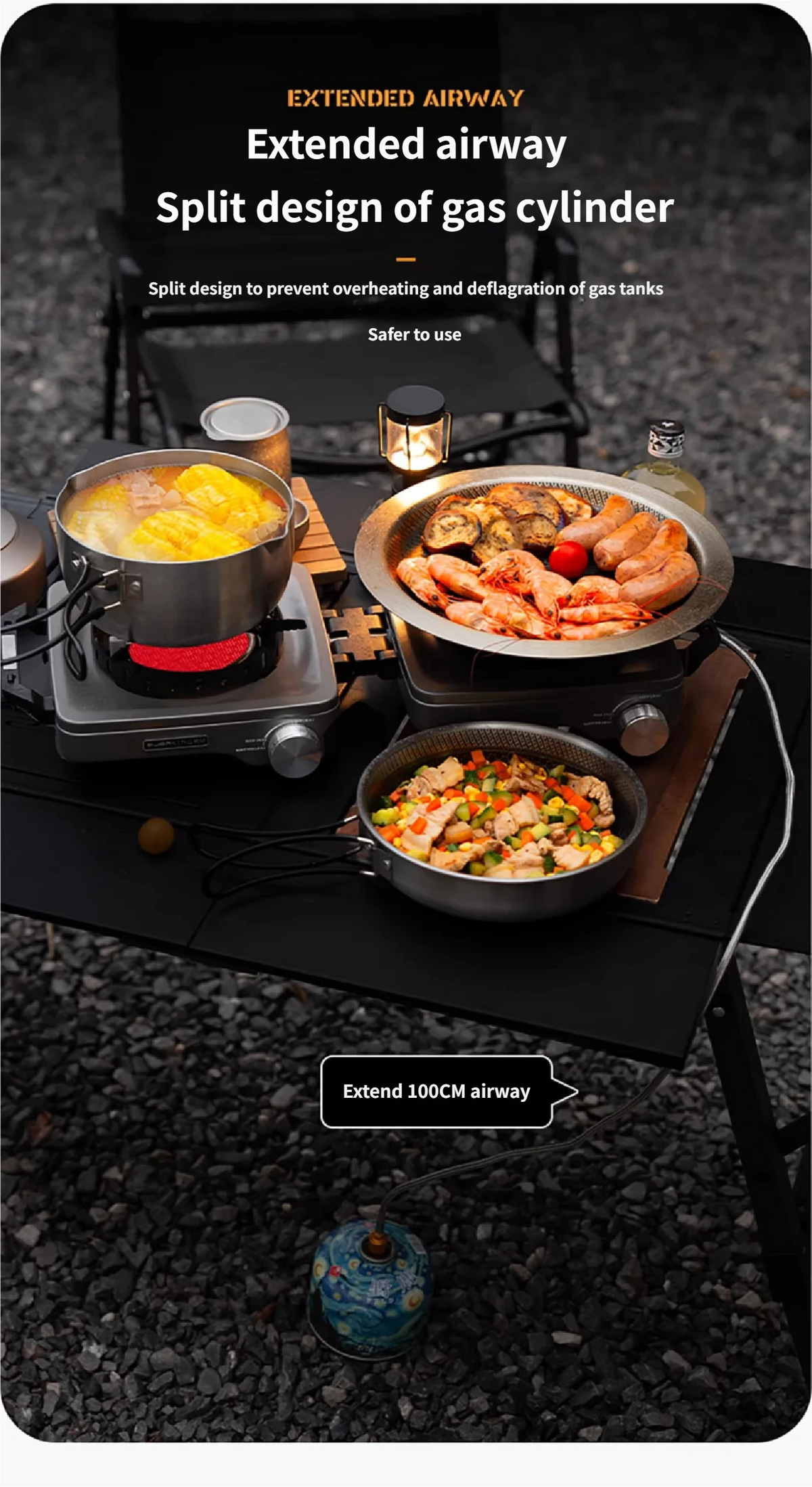 Buerk Camping Stove Gas Stove Dual Burner Foldable