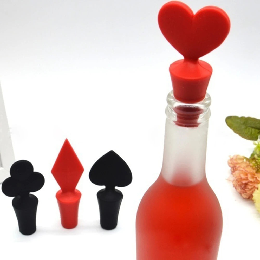 Poker Shape Silicone Wine Stopper Red Wine Bottle