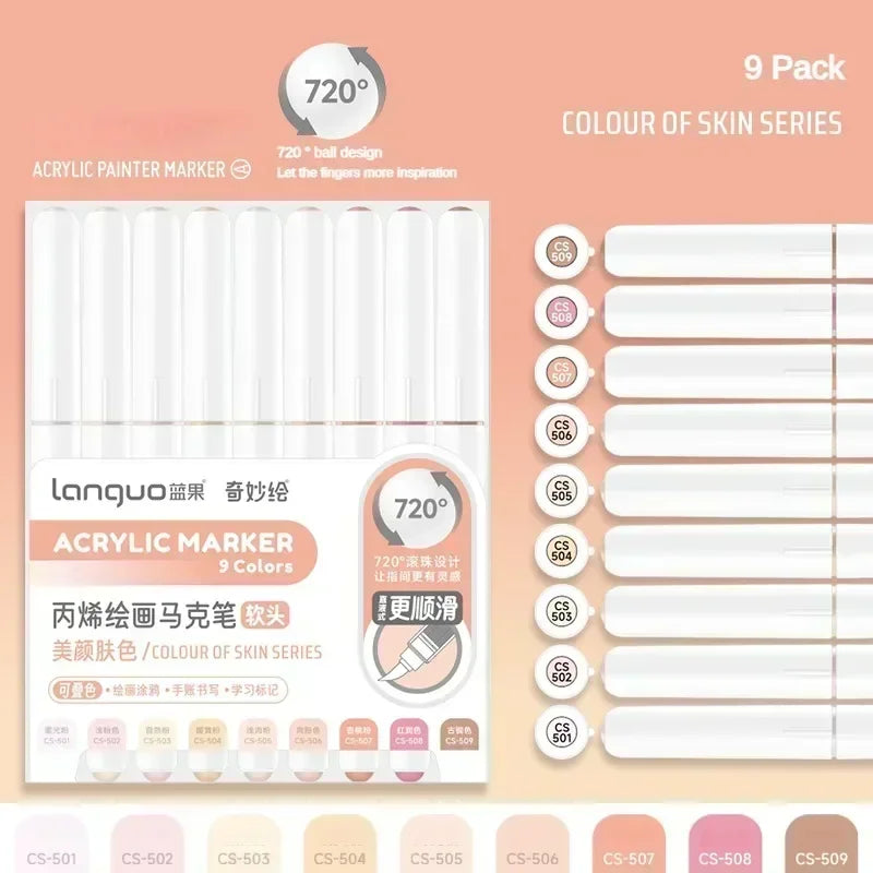 Languo 240/9 Colors Direct Liquid Acrylic Paint Pens