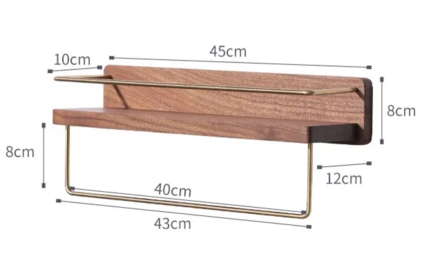 Wooden Towel Rack Roll Holder Wall Mounted Shelf