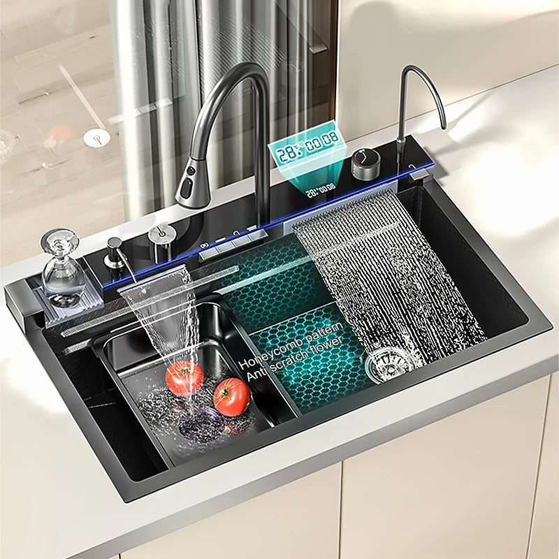 Stainless Steel Sink Waterfall Wash Vegetables Basin Smart
