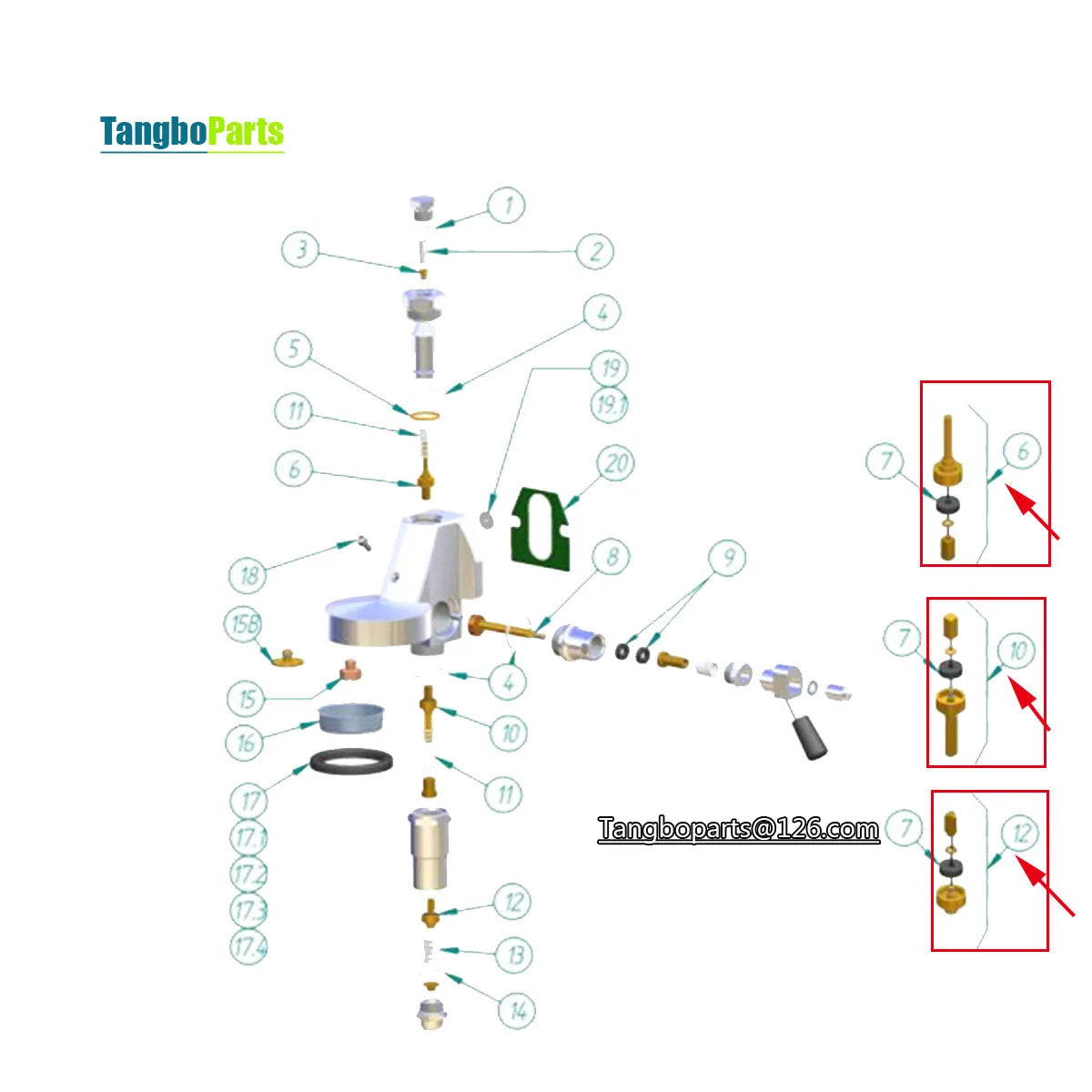 Various Espresso Machine Brewing Head Pressure Relief Valve