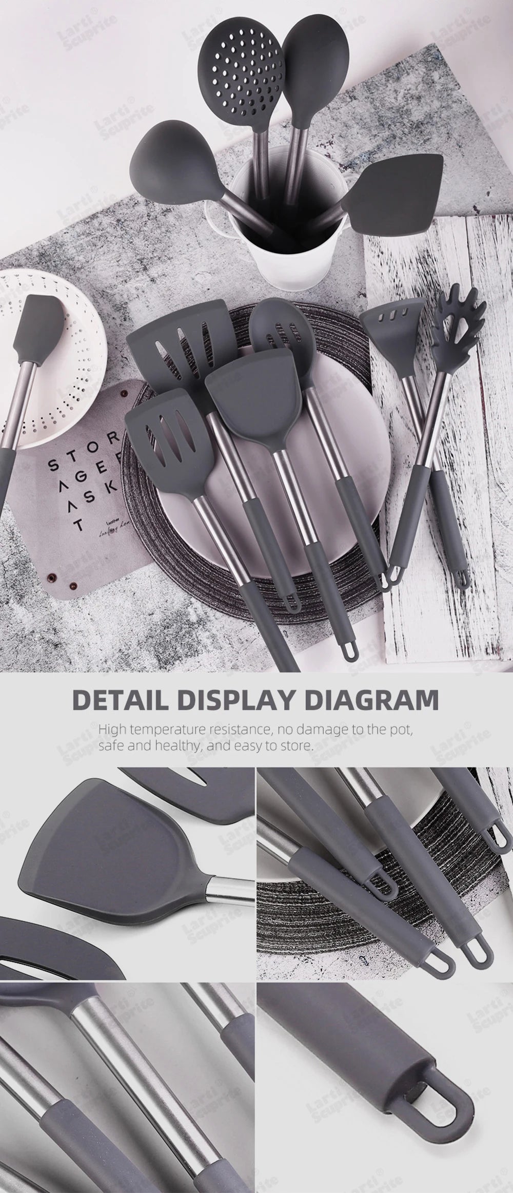 Quality Silicone Utensils Cooking Non Stick Kitchenware Heat