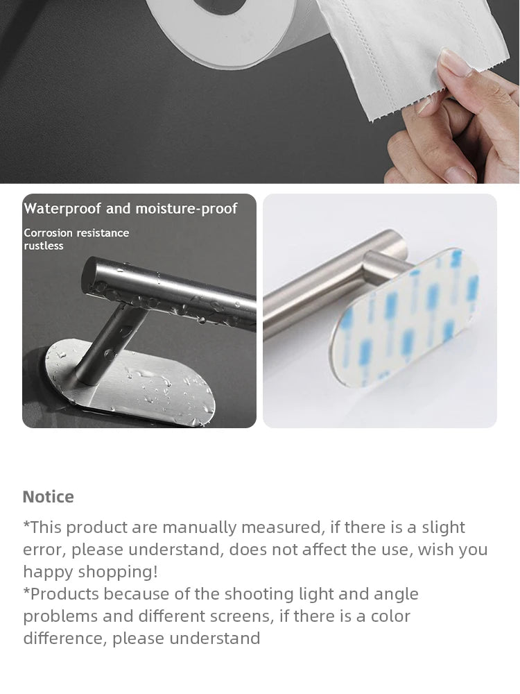 1pc Stainless Steel Paper Towel Holder No Punch
