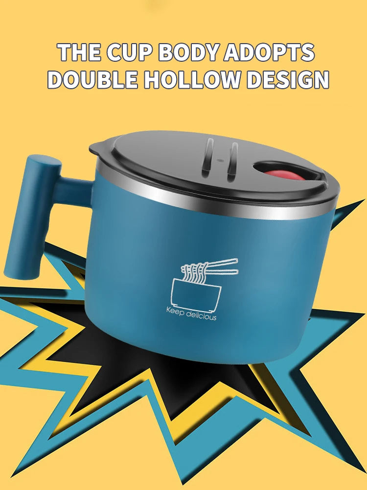 Stainless Steel Bowl Lid Instant Noodles Sealed Drain
